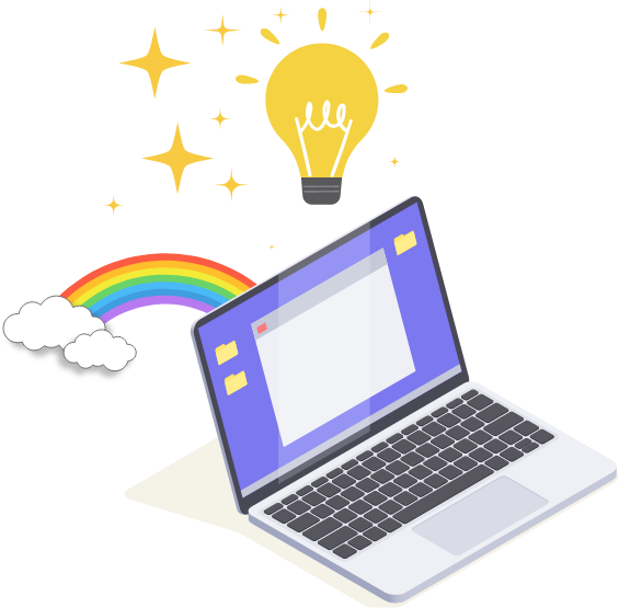 Image of creativity and ideas from a computer